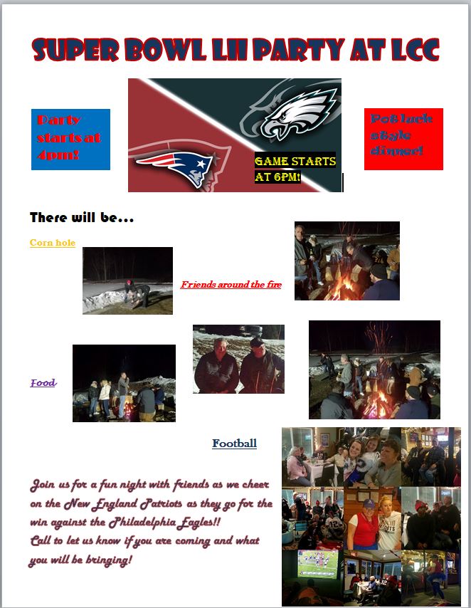 Super Bowl LII Party at LCC Flyer